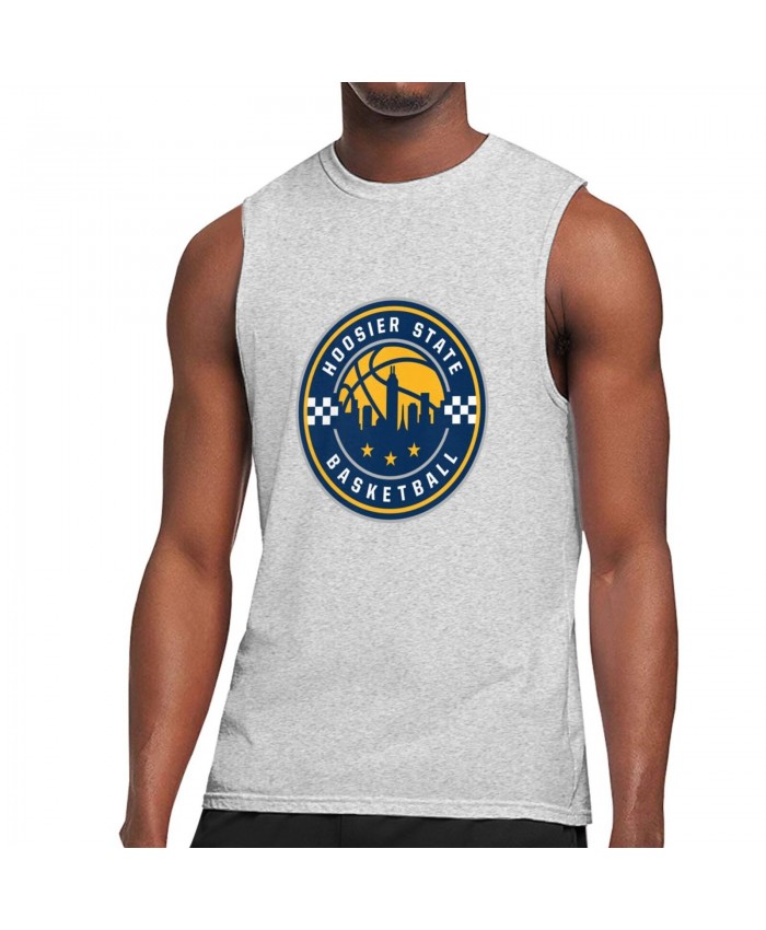 2003 Indiana Pacers Men's Sleeveless T-Shirt Indiana Pacers Alternate Logo Gray