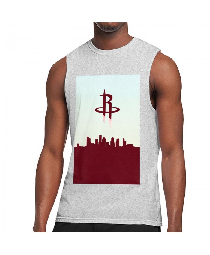 2014 2015 Houston Rockets Men's Sleeveless T-Shirt Houston Rockets Basketball Gray
