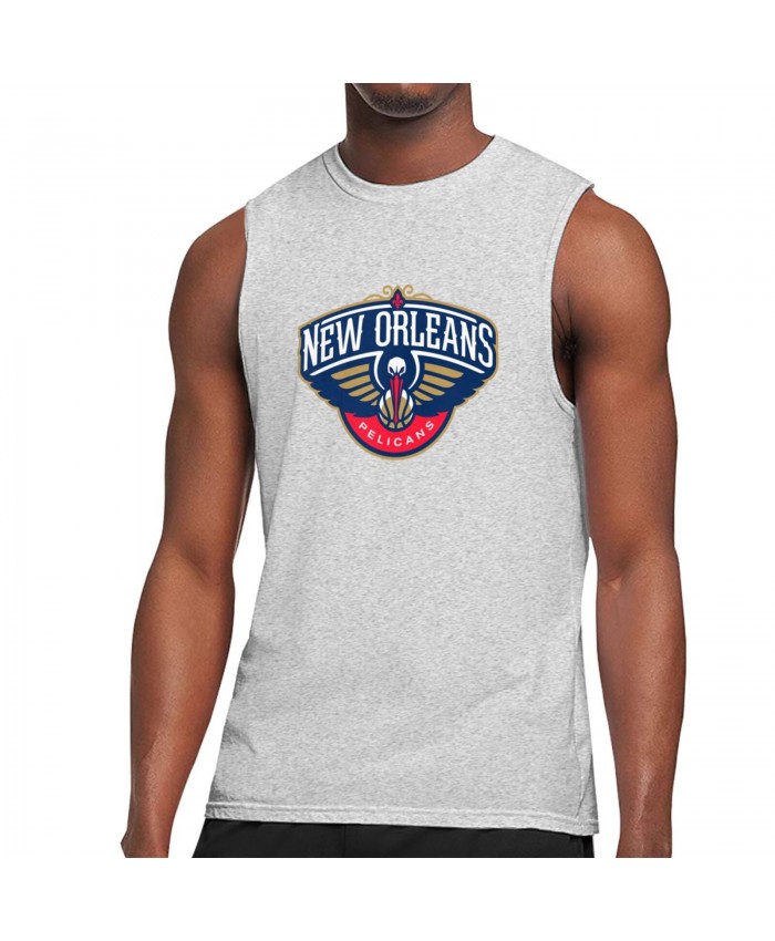 2019 New Orleans Pelicans Men's Sleeveless T-Shirt New Orleans Pelicans Logo Gray