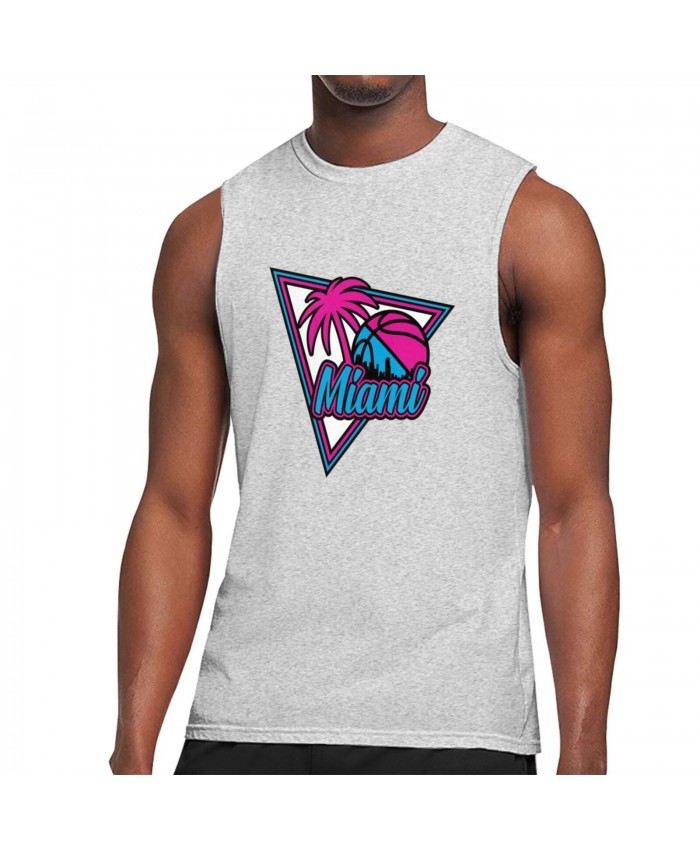 Allucanheat Men's Sleeveless T-Shirt Miami City Basketball Gray