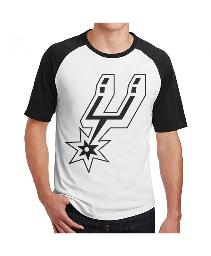 Amazon Basketball Hoop Men's Short Sleeve Baseball T-Shirts San Antonio Spurs Logo Black