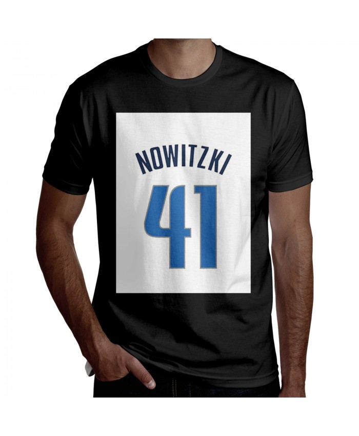 Amazon Basketball Hoop Men's Short Sleeve T-Shirt Dirk Nowitzki Logo Black