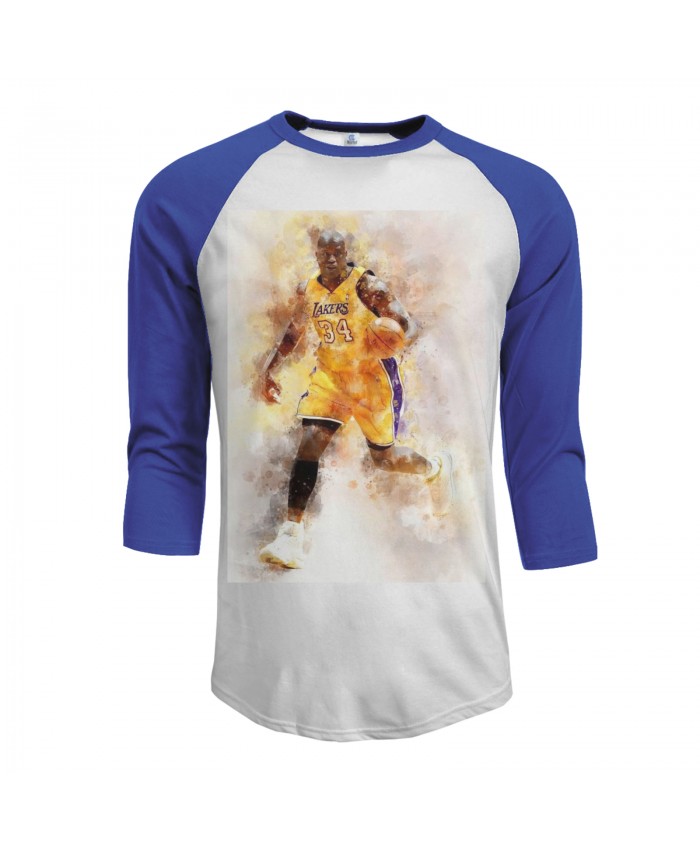 Anfernee Hardaway Men's Raglan Sleeves Baseball T-Shirts Shaquille O'Neal NBA Blue