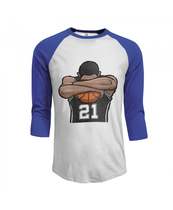 Bad Boy Mowers Crossover Classic Men's Raglan Sleeves Baseball T-Shirts Tim Duncan Blue