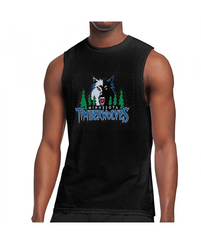 Basketball Court Layout Men's Sleeveless T-Shirt Minnesota Timberwolves Logo Black