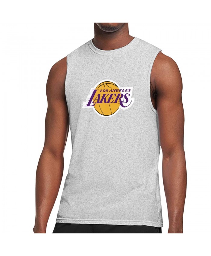 Best Lakers Jerseys Men's Sleeveless T-Shirt Los Angeles Lakers LAL Gray
