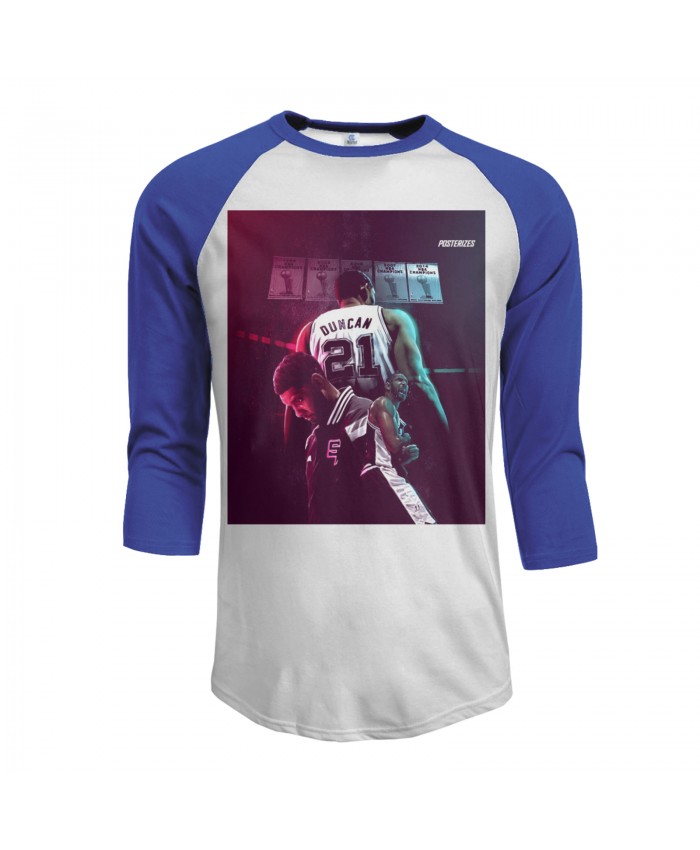 Best Of Tim Duncan Men's Raglan Sleeves Baseball T-Shirts Tim Duncan Blue