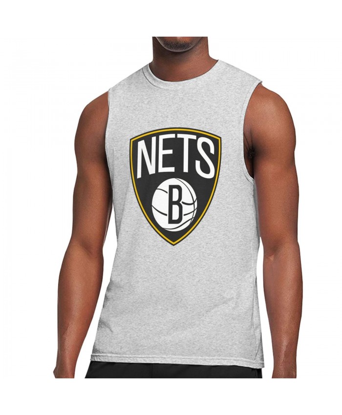 Big 10 Basketball Men's Sleeveless T-Shirt Brooklyn Nets BKN Gray