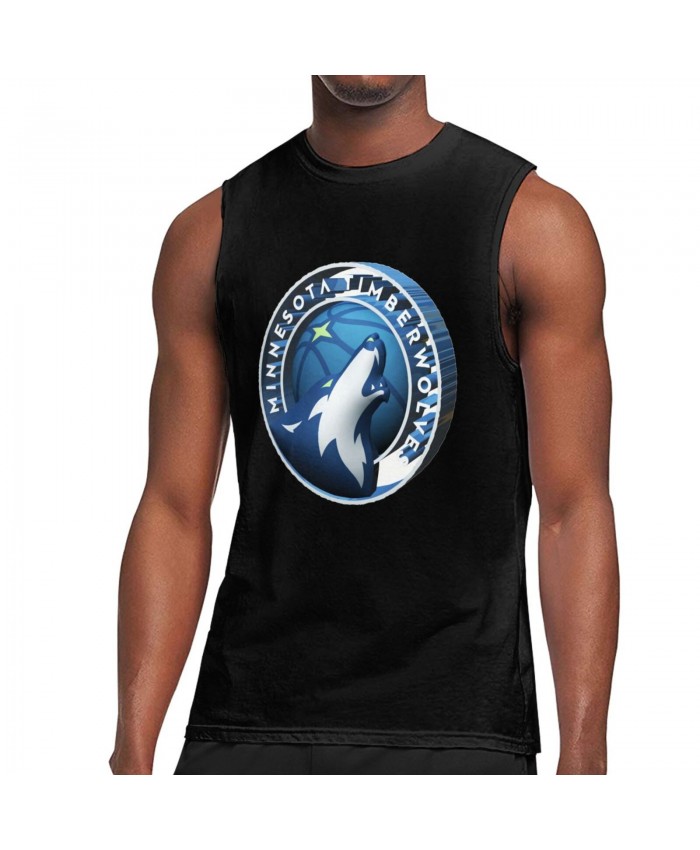 Brad Rider Mn Timberwolves Men's Sleeveless T-Shirt Minnesota Timberwolves Logo Black