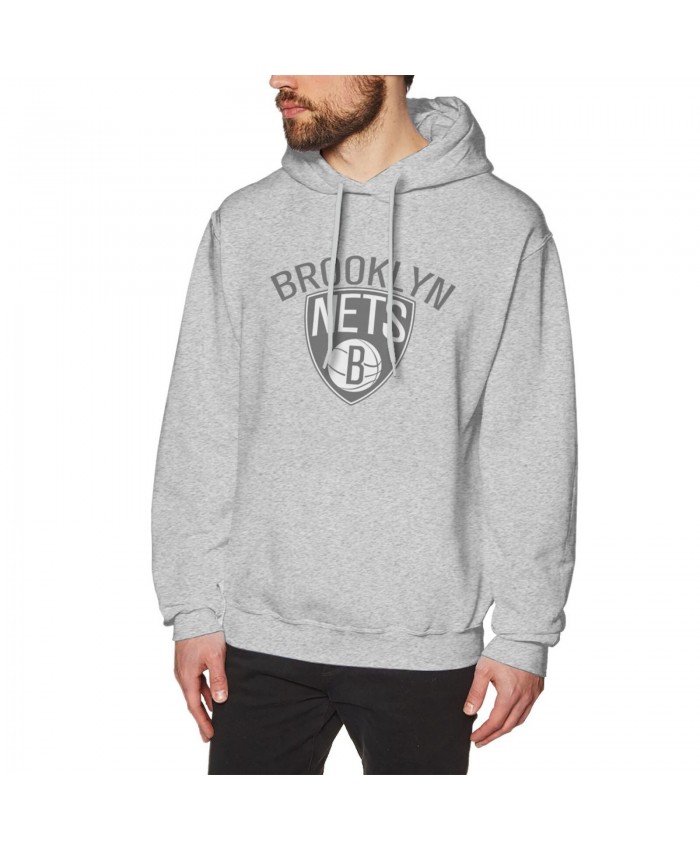 Brooklyn Nets Sixers Men's Hoodie Sweatshirt Brooklyn Nets BKN Logo Gray