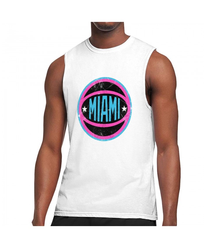 Bucks Heat 2020 Men's Sleeveless T-Shirt Miami Heat MIA White