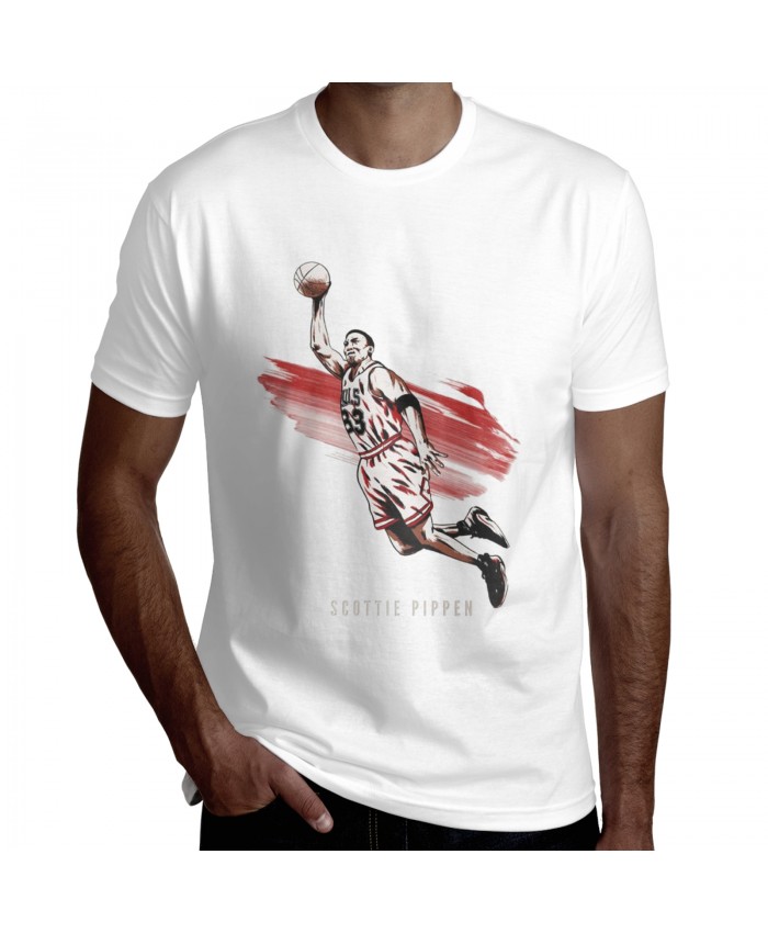 Bulls 33 Pippen Men's Short Sleeve T-Shirt Scottie Pippen NBA Basketball White