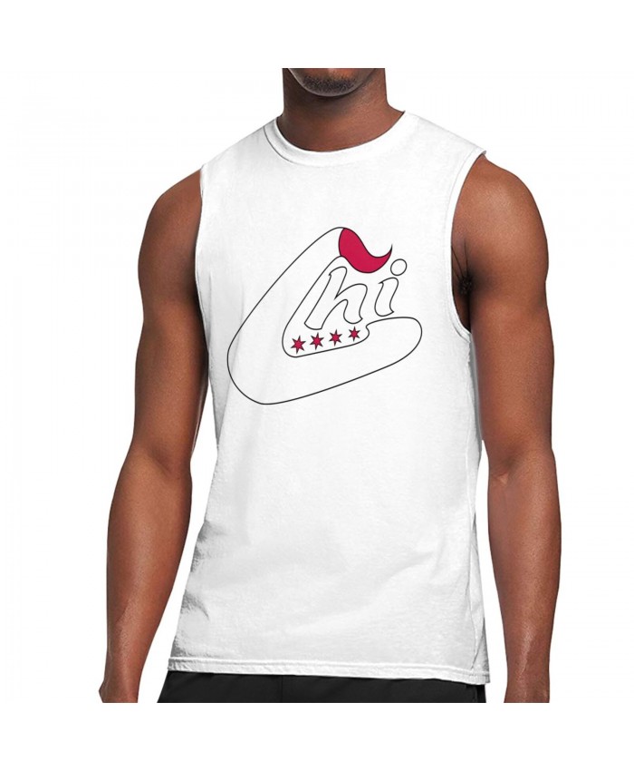 Bulls Rodman Men's Sleeveless T-Shirt Chicago Bulls 'C' Logo White