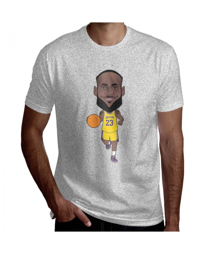 Clippers Mavericks Men's Short Sleeve T-Shirt LeBron James Gray