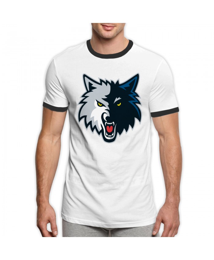 Cuse Basketball Men's Ringer T-Shirt Minnesota Timberwolves Logo Black