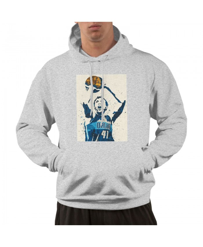Dallas Mavericks 41 Men's hoodie Dirk Nowitzki Dallas Mavericks Gray