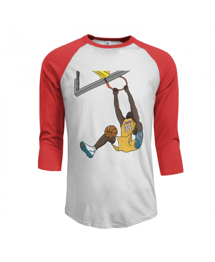 Damian Lillard Shaq Men's Raglan Sleeves Baseball T-Shirts Shaquille O'Neal Red