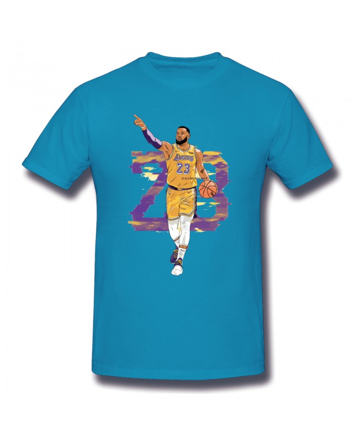 Davis Lakers Men's Basic Short Sleeve T-Shirt Lebron James Spider Baby Blue