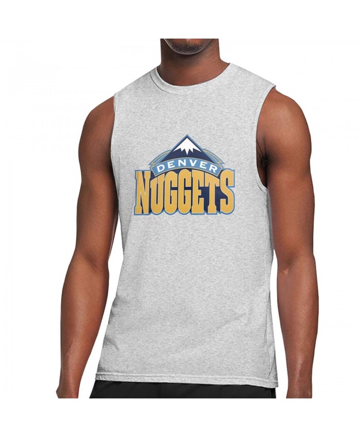 Denver Nuggets 14 Men's Sleeveless T-Shirt NBA Denver Nuggets Logo Outdoor Decal Gray