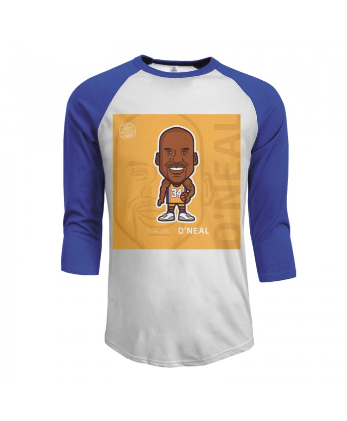 Dj Carton Men's Raglan Sleeves Baseball T-Shirts Shaquille O'Neal Blue