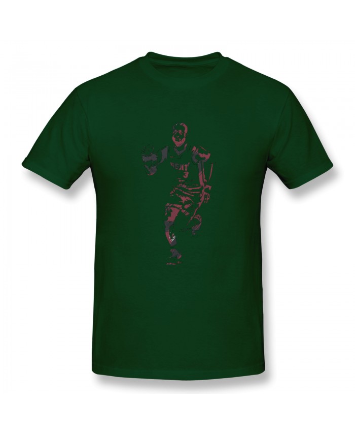 Dwyane Wade And Lebron James Cleveland Men's Basic Short Sleeve T-Shirt Dwyane Wade Miami Heat Watercolor Strokes Forest Green