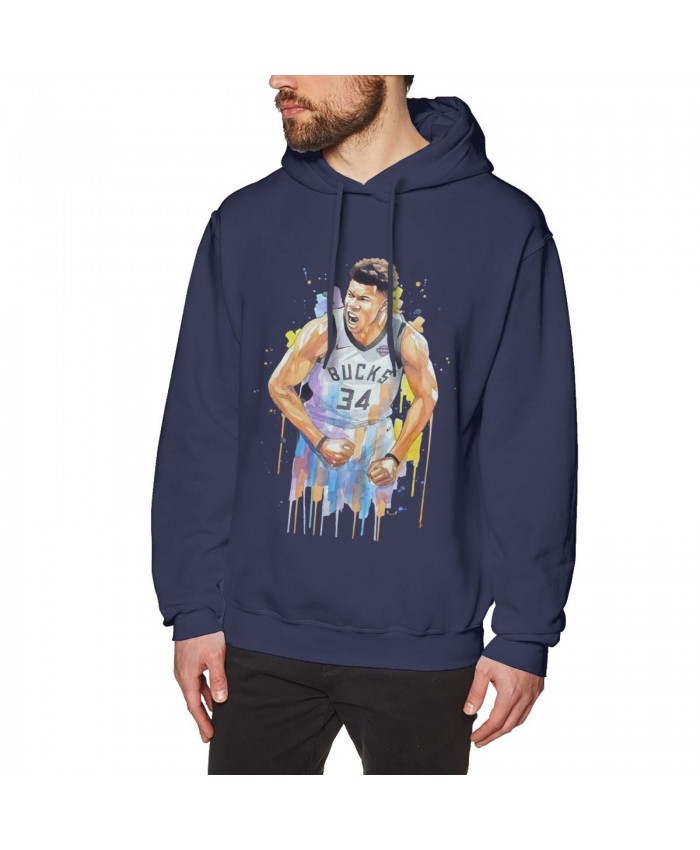 Embiid Men's Hoodie Sweatshirt Giannis Antetokounmpo, Milwaukee Bucks, NBA Navy