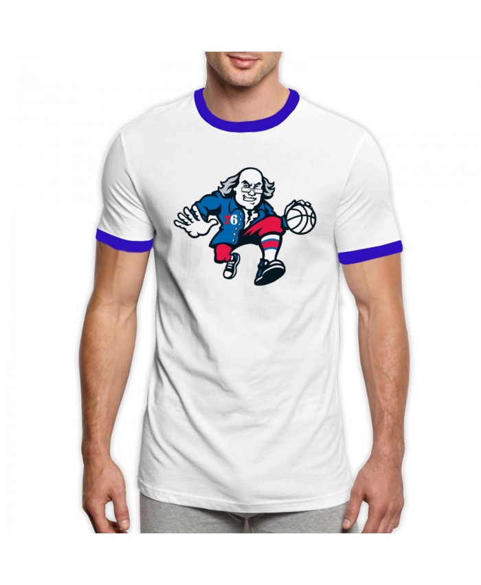Evan Fournier Jersey Men's Ringer T-Shirt Philadelphia 76ers Logo Blue