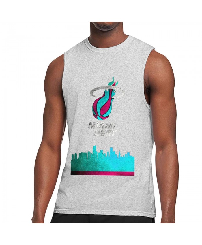 Fanatics Miami Heat Men's Sleeveless T-Shirt Miami Heat Vice Skyline - Miami Heat, Miami Heat Basketball, Nba Miami Heat Gray