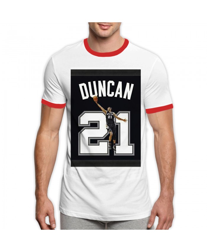Fantasy Basketball Sleepers Men's Ringer T-Shirt Tim Duncan 21 Red