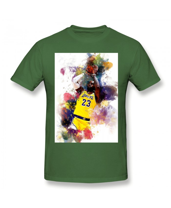 Galaxy Opal Lebron James 2K20 Men's Basic Short Sleeve T-Shirt Lebron James LA Lakers Nba Player Moss Green