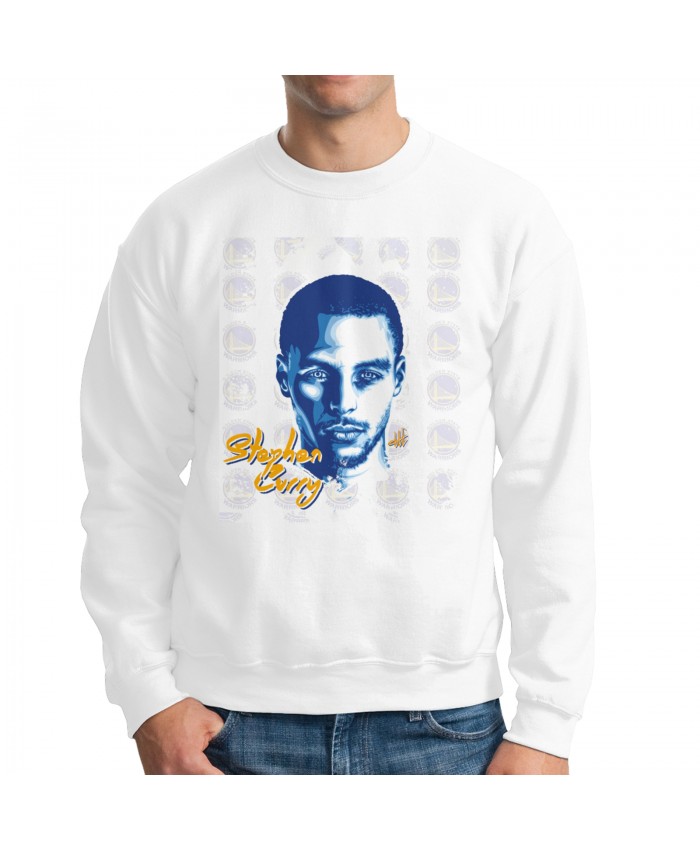 Galaxy Opal Steph Curry Men's crew neck hoodie Stephen Curry White