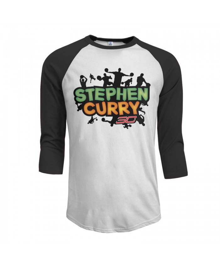 Galaxy Opal Steph Curry Men's Raglan Sleeves Baseball T-Shirts Stephen Curry Black