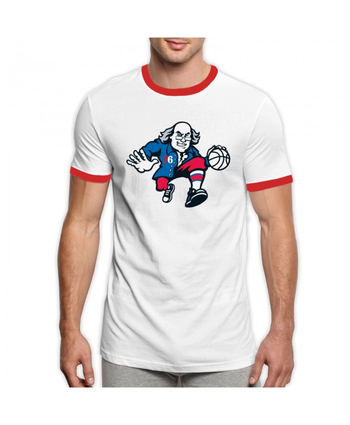 Grant Hill Orlando Magic Jersey Men's Ringer T-Shirt Philadelphia 76ers Logo Red