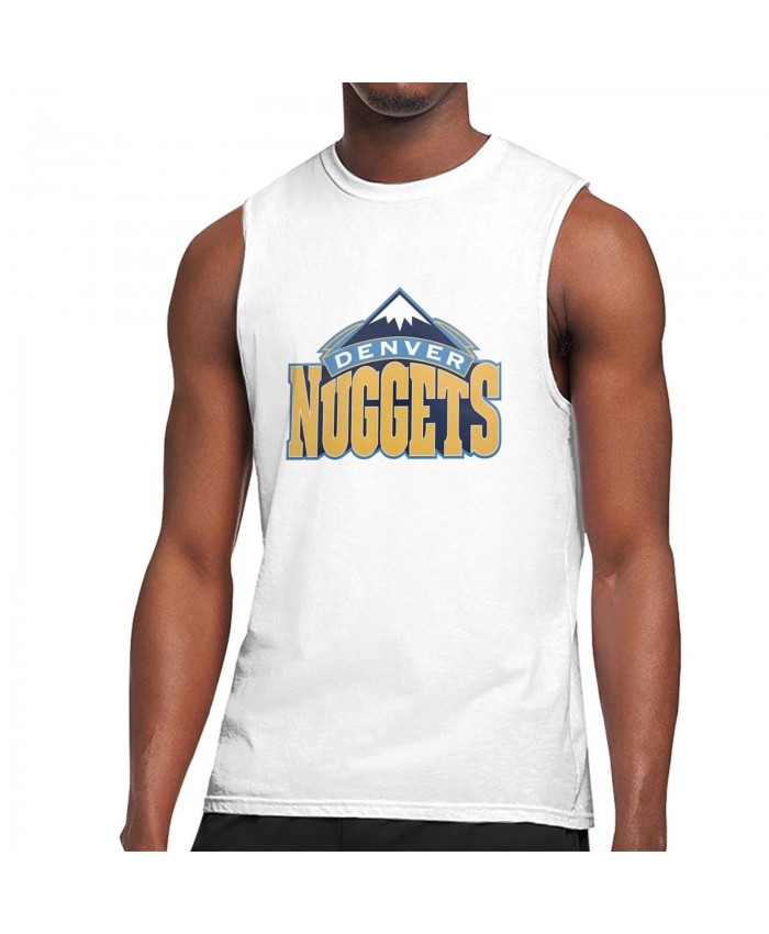 Green Denver Nuggets Men's Sleeveless T-Shirt NBA Denver Nuggets Logo Outdoor Decal White