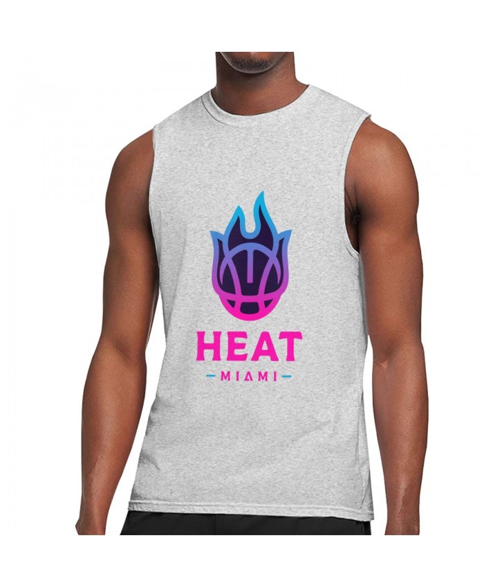 Heat Bam Men's Sleeveless T-Shirt Miami Heat Logo Design Gray
