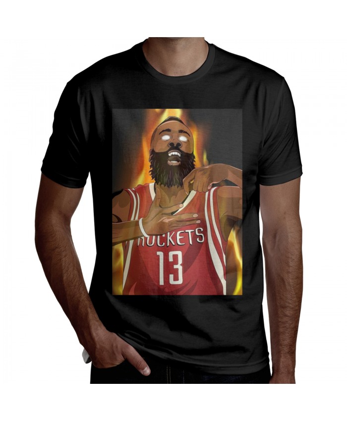 Heat Basketball Men's Short Sleeve T-Shirt James Harden Black