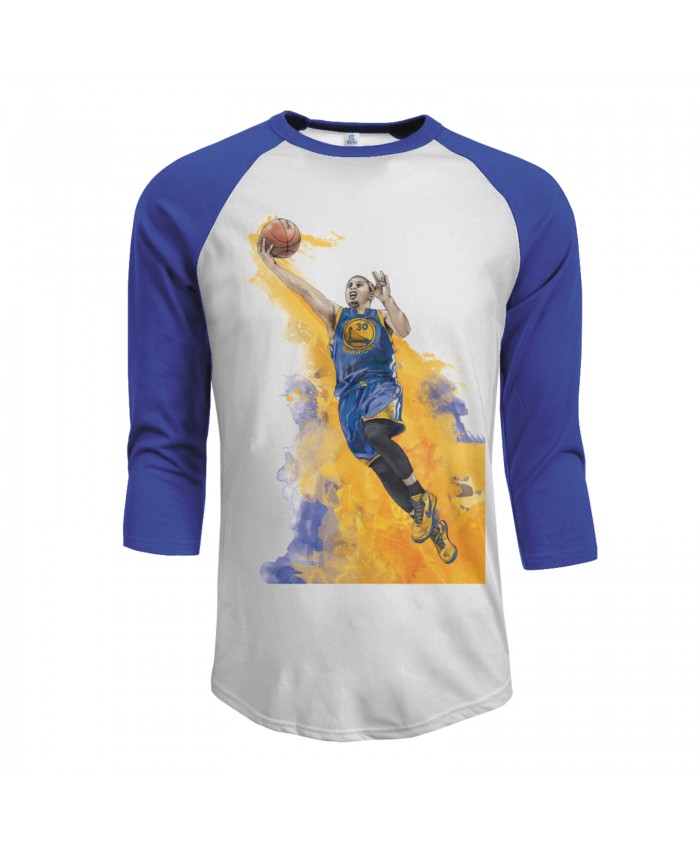 Illinois Basketball Men's Raglan Sleeves Baseball T-Shirts Steph Curry Blue