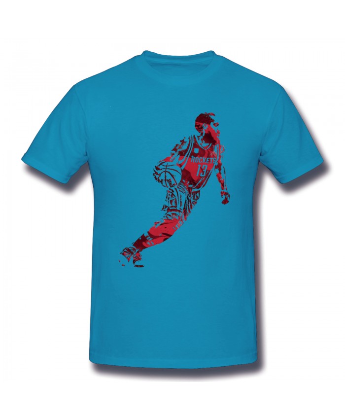 James Harden And Kevin Hart Men's Basic Short Sleeve T-Shirt James Harden Houston Rockets Spider Baby Blue