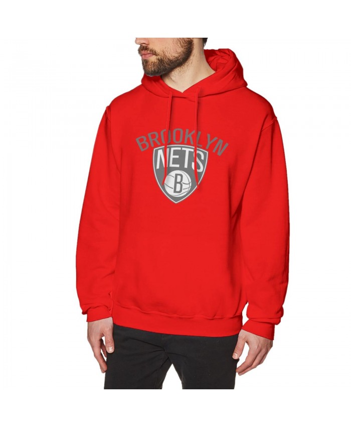 James Nets Men's Hoodie Sweatshirt Brooklyn Nets BKN Logo Red