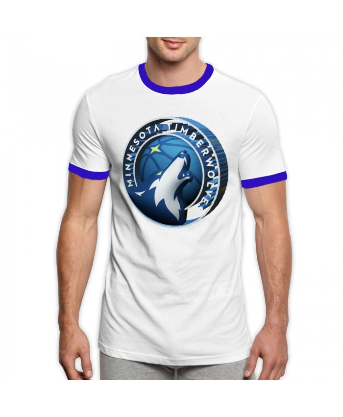 Jared Jeffries Men's Ringer T-Shirt Minnesota Timberwolves Logo Blue