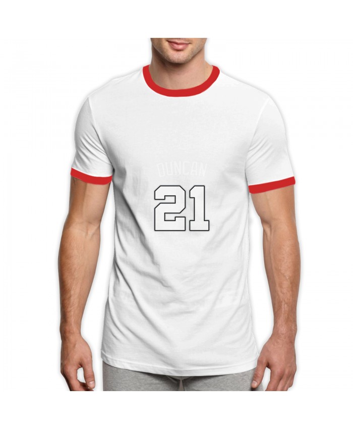 Joe Hampton Basketball Men's Ringer T-Shirt Tim Duncan 21 Red
