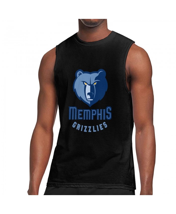 John Wooden Men's Sleeveless T-Shirt Memphis Grizzlies Logo Black