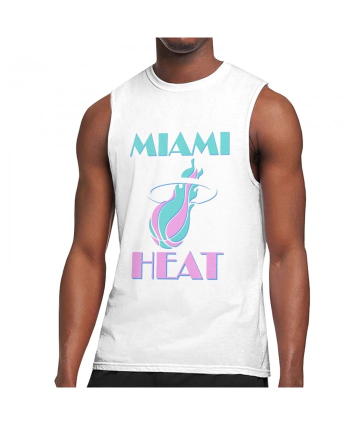 Jones Jr Miami Men's Sleeveless T-Shirt Miami Heat Vice Logo White