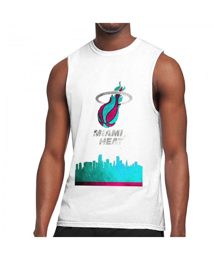 Jordan Miami Heat Men's Sleeveless T-Shirt Miami Heat Vice Skyline - Miami Heat, Miami Heat Basketball, Nba Miami Heat White