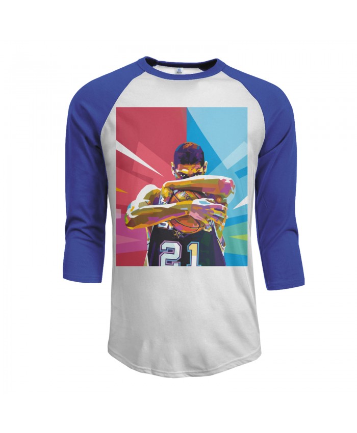 Jt Thor Men's Raglan Sleeves Baseball T-Shirts Tim Duncan Blue