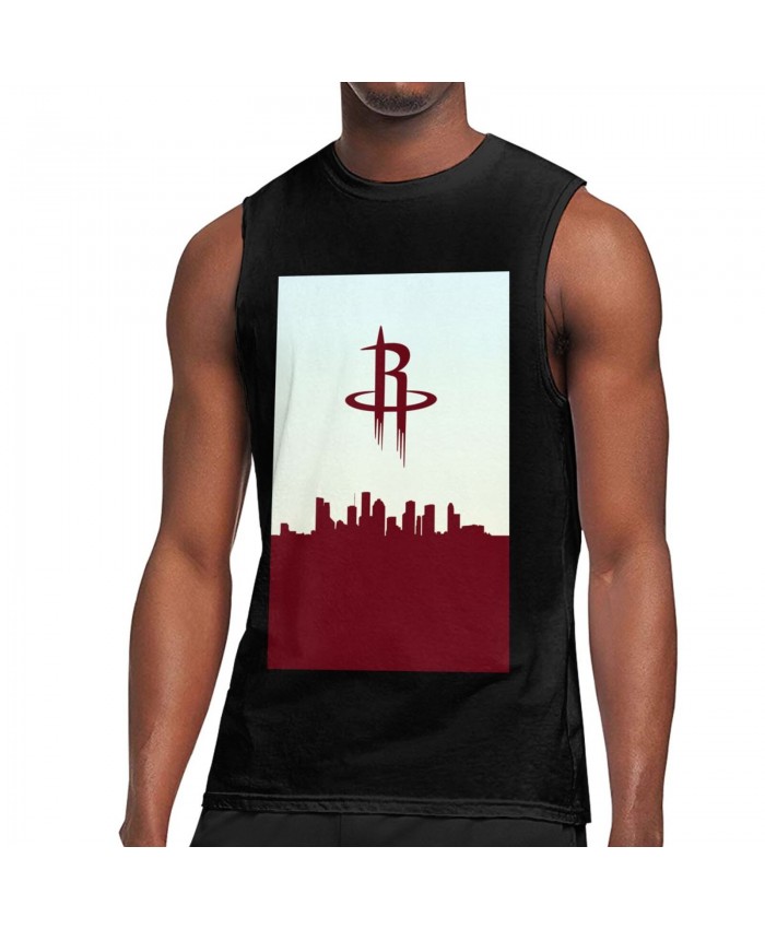 Kareem Abdul Jabbar Houston Rockets Men's Sleeveless T-Shirt Houston Rockets Basketball Black