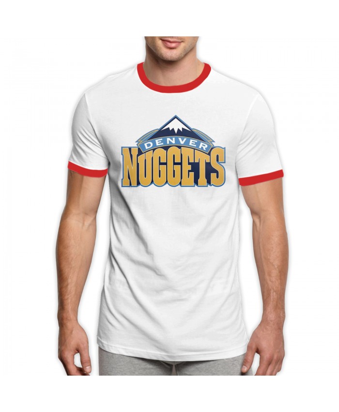 Kathryn Tappen Men's Ringer T-Shirt NBA Denver Nuggets Logo Outdoor Decal Red