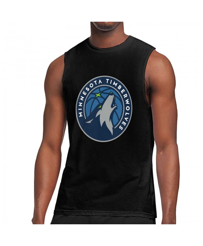 Kbl Basketball Men's Sleeveless T-Shirt Minnesota Timberwolves Logo Black