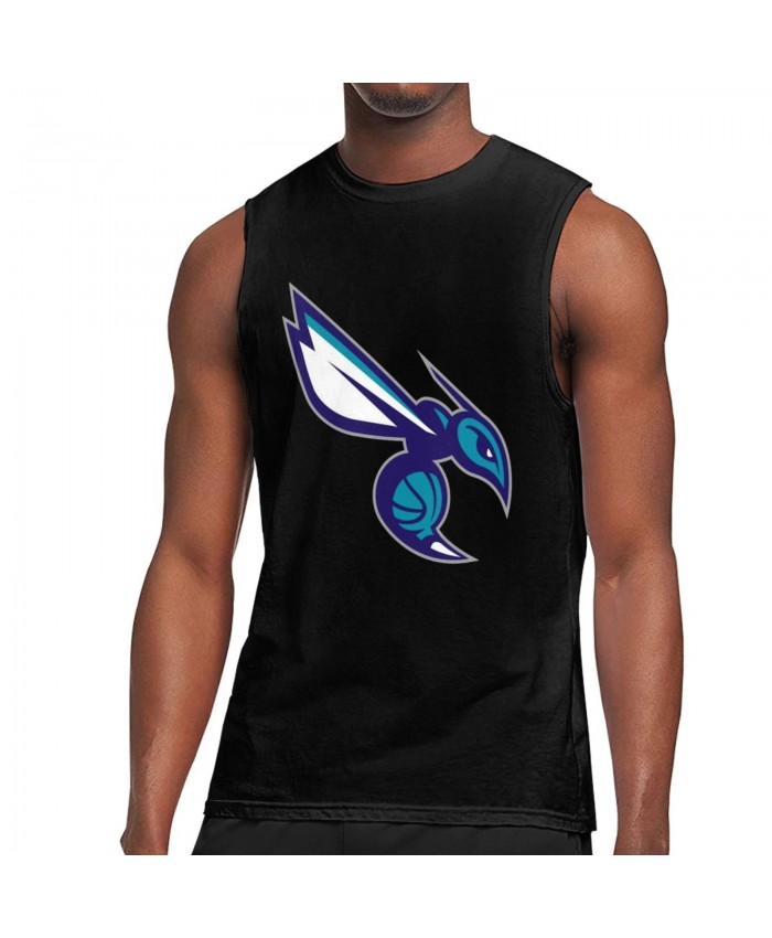 Kendall Gill Charlotte Hornets Men's Sleeveless T-Shirt New 'Charlotte Hornets' Logo For 2014 Season Black