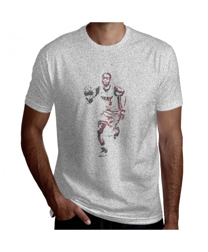 Kevin Durant Dwyane Wade Men's Short Sleeve T-Shirt Dwyane Wade Miami Heat Watercolor Strokes Gray